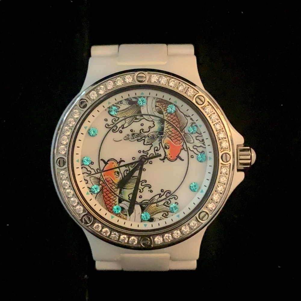 Ed Hardy Koi fish ceramic watch